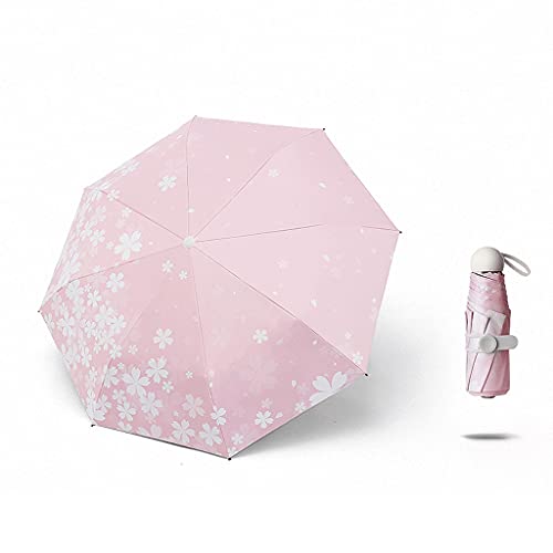 fhda Cherry Blossom Paraguas, 8 Costillas, UPF □ 50 +, Ultra-Light Plegable Lady'S 5-Fold, 269g, 18cm, Color clásico, Regalo de Las Mujeres, Parasol portátil Viaje (Color : Pink, tamaño : 37