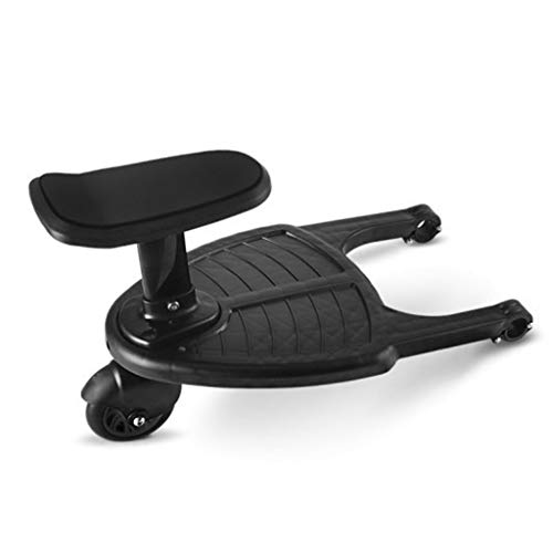Yanhonin - Patinete universal para silla de paseo Mini Board con rueda de 360 °, tabla de cochecito plegable y asiento extraíble y montado (negro)
