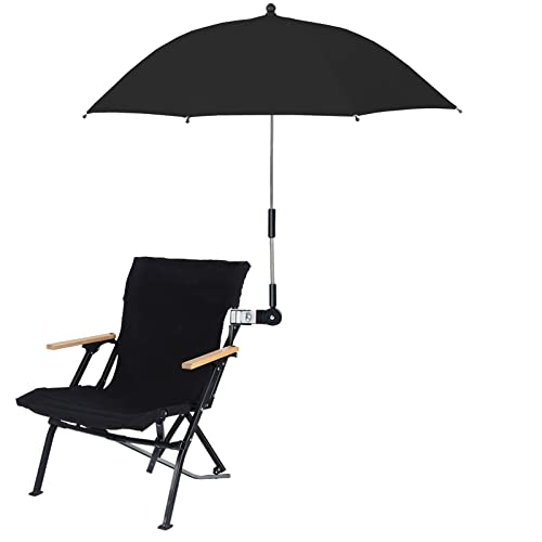 Coolpala Sombrilla para bebé con abrazadera ajustable, parasol ajustable de 360 grados para cochecito de bebé para carretilla, bicicleta, silla de ruedas, silla de playa, Negro