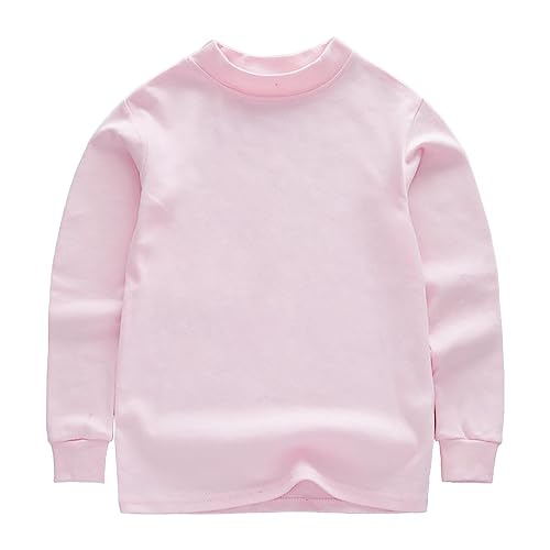 Camiseta clásica con Cuello Redondo para niños y niñas | Paquete múltiple de algodón orgánico con Manga Larga básica para niños pequeños y niños Almohada De Semillas (Pink, 4-5 Years)