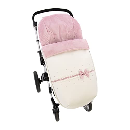 Saco Silla de Paseo Universal Rosy Fuentes- Saco Carrito Bebé - Funda de silla de paseo - Equipado para ser Ajustado perfectamente 0-blanco rosa empolvdo