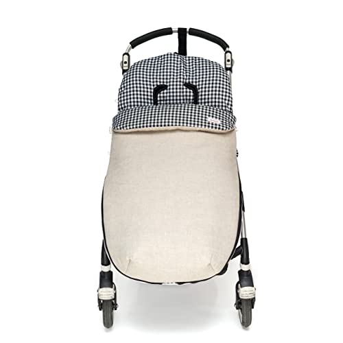 Saco silla paseo universal sacos carrito (Lino&Vichy negro)