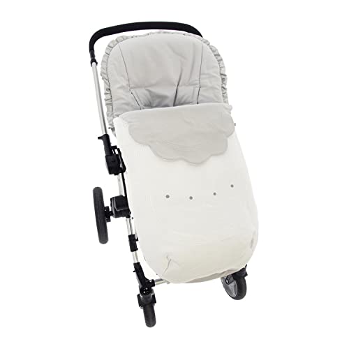 Saco Silla de Paseo Universal Rosy Fuentes- Saco Carrito Bebé - Funda de silla de paseo - Equipado para ser Ajustado perfectamente 0-blanco gris