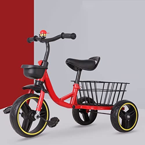Triciclo de Pedales clásico, triciclos para niños con Cesta Trasera Grande, Asiento Blando, Rueda de Espuma, Bicicletas de Paseo para niños de 3 a 6 años, Bicicleta Estable de 3 Ruedas