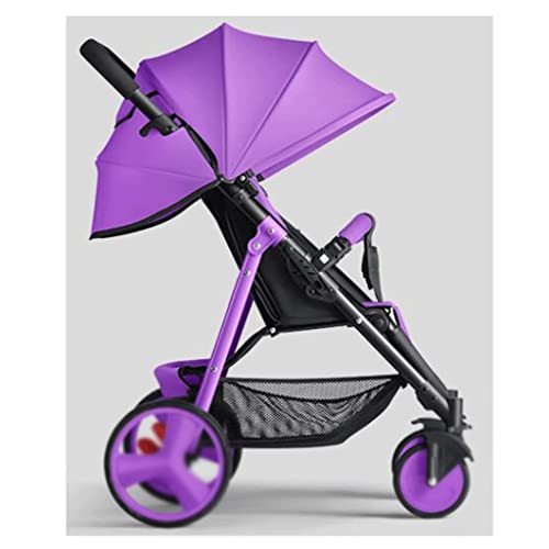 fevilady sillas de Paseo Amplio Cochecito de Asiento con toldo, paseador Plegable Respaldo Ajustable, arnés de 5 Puntos Mango Ajustable Cesta de Almacenamiento Cochecito de bebé (Color : Purple)
