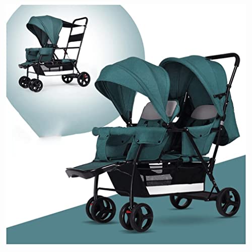 sillas de paseo Cochecito desmontable asiento trasero, cochecito doble plegable con cesta de toldos, carro liviano for bebés con cinturón de seguridad de cinco puntos Cochecito de bebé ( Color : A )