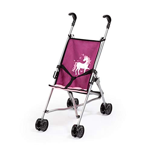 Bayer Design- Buggy para muñecas, plegable, con cintura, Color rosa con unicornio (30537AA)