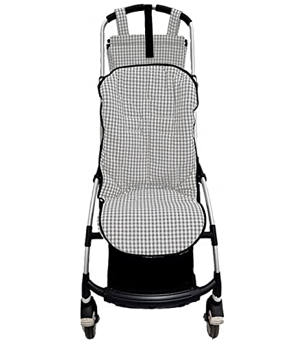 Colchoneta o funda para silla carrito compatible con Bugaboo Bee. Vichy (Gris)