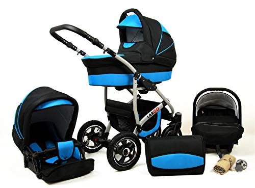 Cochecito de bebe 3 en 1 2 en 1 Trio Isofix silla de paseo New L-Go by SaintBaby negro & azul 3in1 con Silla de coche