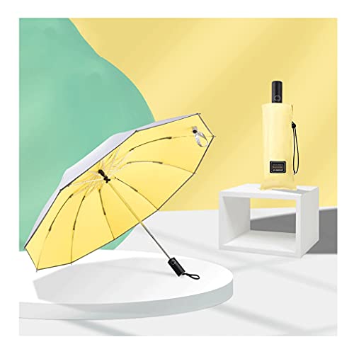 Portátil Parasol inversa, Titanium 10 Costillas, UPF automáticas □ 50 + Hombre y MujerMbrella, Sunny & Rainygift para niñas, revestimiento de plata Protección solar ( Color : Yellow , tamaño : 41.3