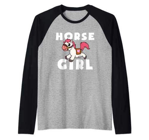 lindo caballo niña pony mucama galope paseo a caballo niñas Camiseta Manga Raglan