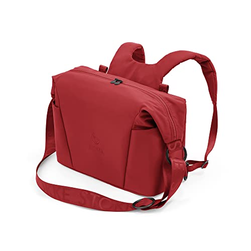 Stokke Bolso cambiador Xplory X, Rojo Rubí - Sirve también como bolso o mochila - Incluye un tapete cambiador plegable y un neceser extraíble - UPF 50+, resistente al agua, fácil de limpiar