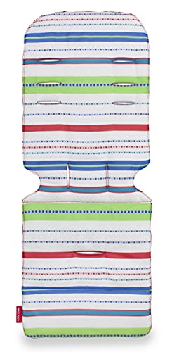 Maclaren colchoneta universal para asiento - Marseilles Stripe Green, Accesorio de doble cara fácil de poner y quitar en todas las sillas de paseo tipo paraguas, Transpirable y lavable en lavadora