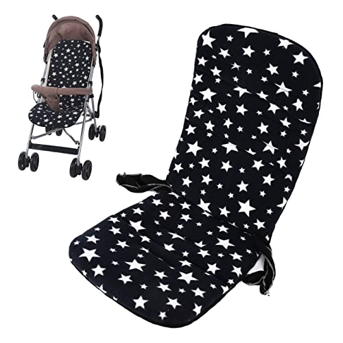 Cojín de carro para bebé, cojín de cochecito de bebé de franela, suave, diseño de estrella universal, para carrito de compras para bebé, cojín de asiento de cochecito para parm(estrella negra)