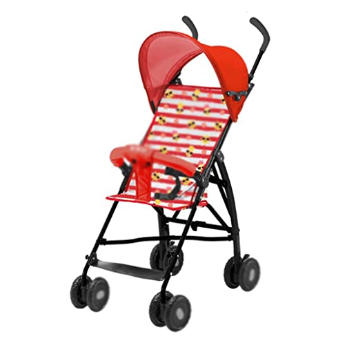 fevilady sillas de Paseo Solo un Cochecito de 4.3kg con toldo Ajustable, Cochecito de Paraguas Plegable, Carro liviano for bebés con reposabrazos extraíbles Cochecito de bebé (Color : Red)