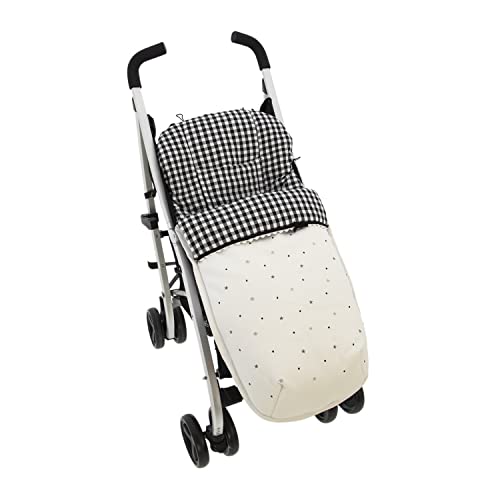 Saco Silla ligera de Paseo Rosy Fuentes- Saco para silla de verano - Silla pequeña - Equipado para ser Ajustado perfectamente 0-Blanco negro
