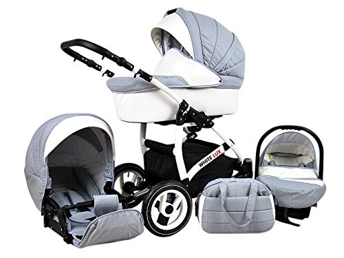 Cochecito de bebe 3 en 1 2 en 1 Trio Isofix silla de paseo Storm-White by SaintBaby Silver 3in1 con Silla de coche