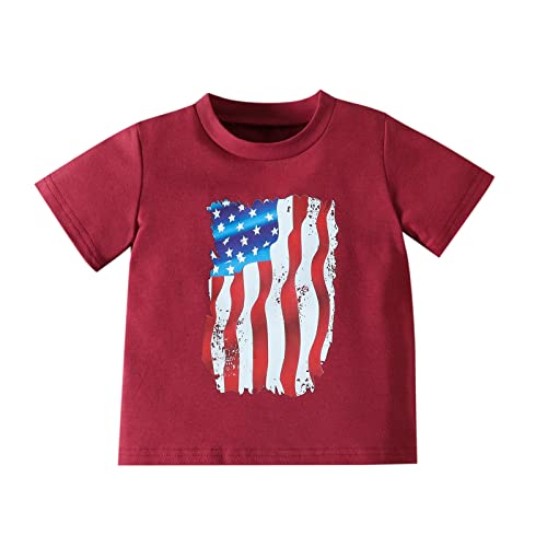 Sacos Entretiempo Silla Paseo Camiseta de Manga Corta con Estampado del 4 de Julio para niños pequeños y niñas de Verano Saca Corazones (Red, 4-5 Years)