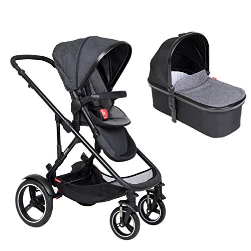 Phil&teds Voyager - Asiento con asiento de color negro y capazo para bebé (Carrycot) con cubierta de color gris
