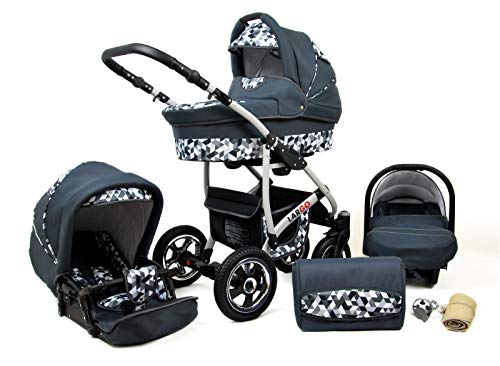 Cochecito de bebe 3 en 1 2 en 1 Trio Isofix silla de paseo New L-GO 2 by SaintBaby Grey Geo 3in1 con Silla de coche