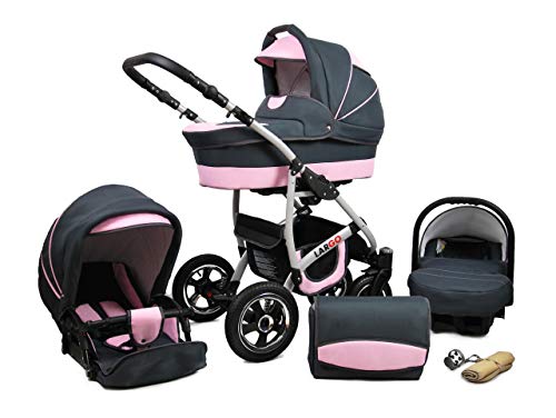 Cochecito de bebe 3 en 1 2 en 1 Trio Isofix silla de paseo New L-GO 2 by SaintBaby Light Pink 2in1 sin Silla de coche