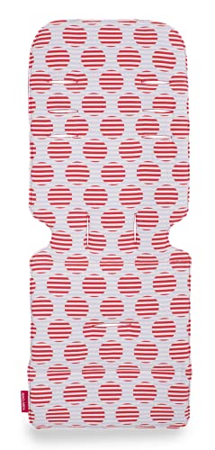 Maclaren colchoneta universal para asiento - Beach Ball Stripe Pink, Accesorio de doble cara fácil de poner y quitar en todas las sillas de paseo tipo paraguas, Transpirable y lavable en lavadora