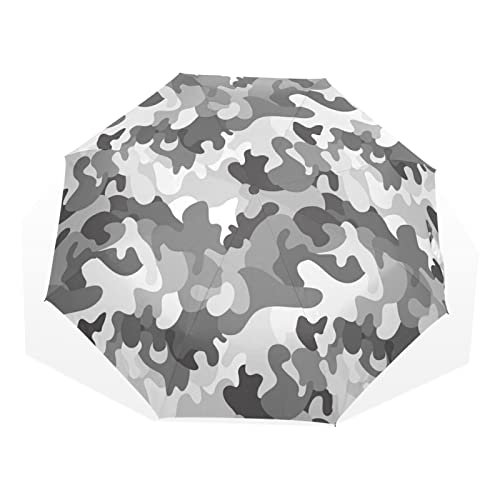 Paraguas clásico gris camuflaje patrón impresión a prueba de viento 3 veces paraguas para mujeres hombres niñas unisex ultraligero viaje al aire libre compacto paraguas