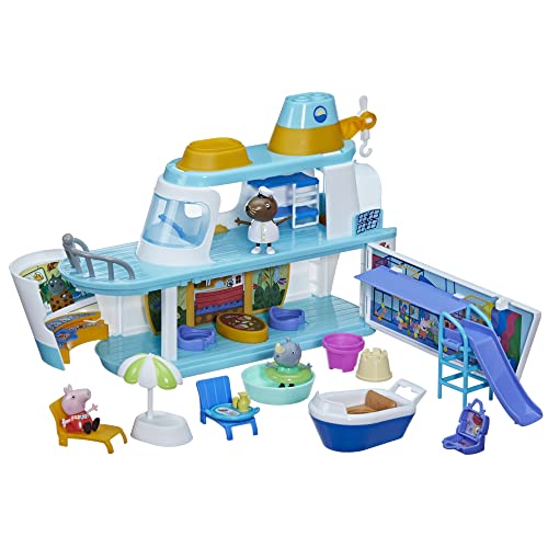 Peppa Pig Crucero, juego de varios niveles con 17 piezas, juguetes preescolares para niñas y niños de 3 años en adelante