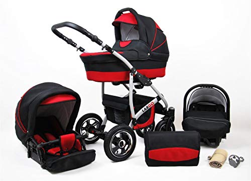 Cochecito de bebe 3 en 1 2 en 1 Trio Isofix silla de paseo New L-GO 2 by SaintBaby negro & rojo 3in1 con Silla de coche