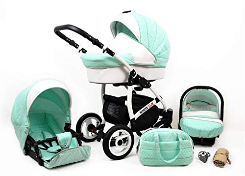 Cochecito de bebe 3 en 1 2 en 1 Trio Isofix silla de paseo Storm-White by SaintBaby Mint 2in1 sin Silla de coche