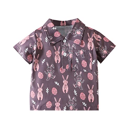 Camiseta de Manga Corta con Estampado de Conejo de Dibujos Animados de Pascua para niños pequeños y niñas con Bolsillo Saco Universal Silla Paseo Entretiempo (#1-Red, 12-18 Months)