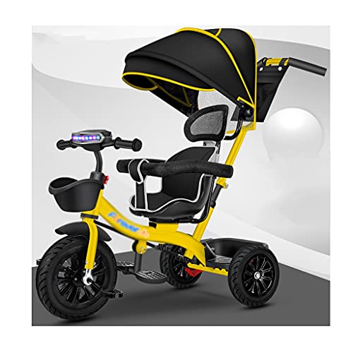 Cochecito para niños Tricycle Bicycle,cochecitos de 1-6 años de Edad,Asiento Giratorio,Bicicleta con toldo,Carro de bebé Carrito de Bebe Silla de Paseo (Color : Yellow)