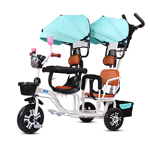 SNRISE Triciclo Doble para niños, Bicicleta para bebés, Carrito Doble para bebés, Cochecito para Dos niños, Grande, 1-3-6 años