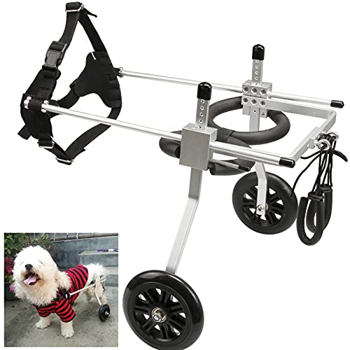 Carrito de aluminio ligero de tamaño mediano para mascotas/silla de ruedas para perro, silla de ruedas ajustable para perro, kit de carrito de asistente de paseo apto para patas traseras de 24 ~ 34