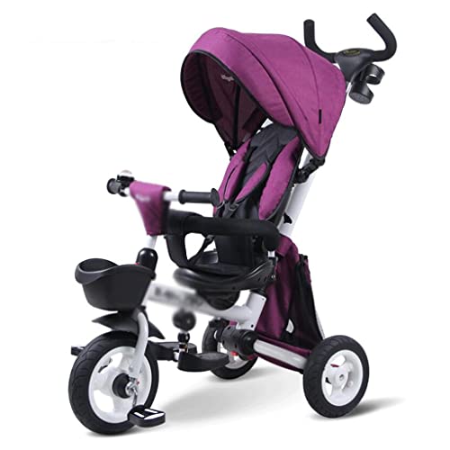 sillas de paseo Título de empuje y triciclo plegables for niños de 1,5 a 5 años de edad, cochecito carro de bebé con soporte de empuje extraíble apoyado Cochecito de bebé ( Color : Purple+black )
