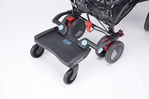 Lascal BuggyBoard Mini 3D Plataforma con ruedas para carrito infantil, accesorio para niños de 2 a 6 años (22 kg), compatible con casi todas las sillitas de paseo, azul