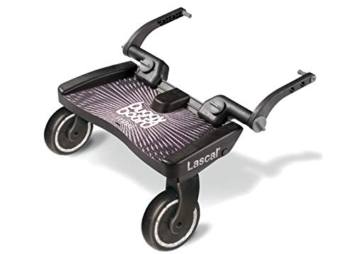 Lascal BuggyBoard Maxi Plataforma con ruedas y amplia superficie, accesorio para niños de 2 a 6 años (22 kg), compatible con casi todas las sillitas de paseo, negro