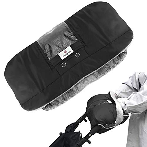 Yinuoday Manoplas para silla de paseo, guantes de cochecito Manguito para cochecito con bolsillo para teléfono Invierno Impermeable Bebé Cochecito Guantes de Lana