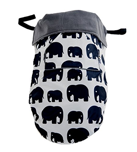 BundleBean - GO - Saco Universal para cochecitos, sillas y portabebés - Impermeable - Diseño de Elefantes - Gris