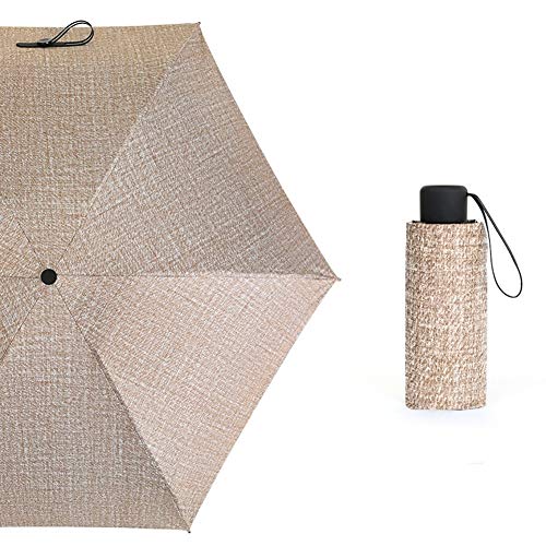 Paraguas Mini Pocket Umbrella UV Small Umbrellas Portátil 5 Plegable 18cm Longitud Sombrilla Sombrilla 10K Sunny Umbrella Viaje (Color : Brown)