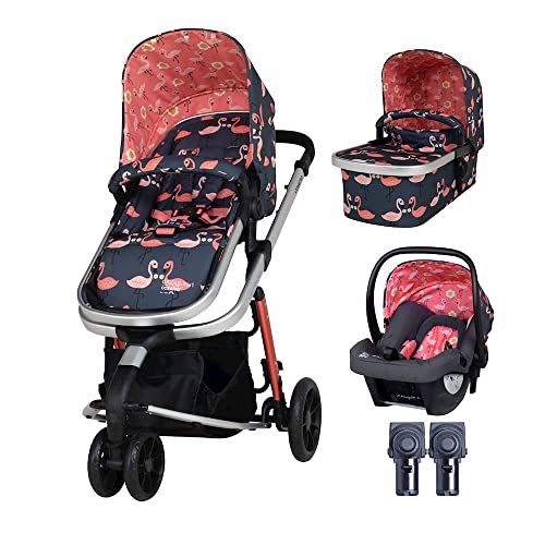 Cosatto carrito bebe 3 en 1 Giggle en el estampado Pretty Flamingo - Apto desde el nacimiento hasta los 18kg, carrito, silla de paseo, capazo y silla de coche, ligero,compacto