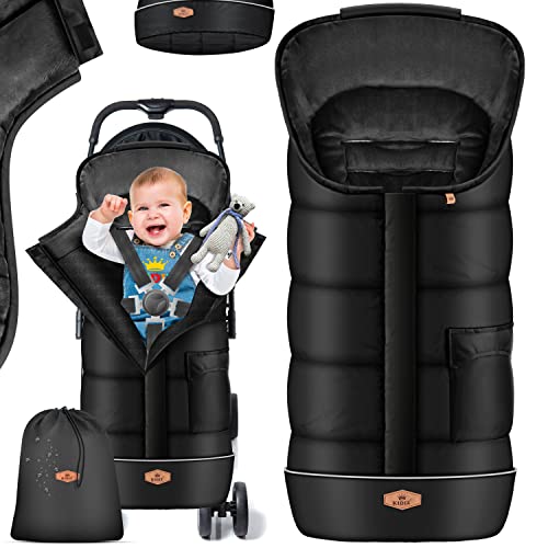 KIDIZ® Saco de bebé para bebé, saco de invierno con cremallera, saco de bebé, manta de forro polar térmico, color negro