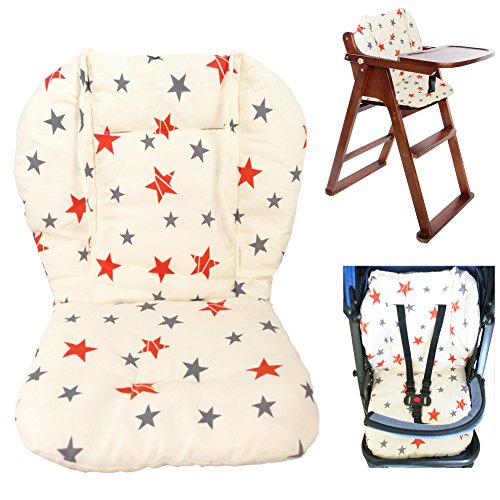 Cojín para silla de bebé alta, cojín para asiento de bebé cojín para silla alta, cojín de doble cara suave con patrón de estrellas, cojín transpirable (estrella)