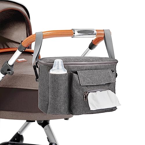 Bolso Carro Bebé Universal con 3 Portavasos Bolsa Organizadora de Cochecito Multifuncional Bebé Bolsa de Almacenamiento para Accesorios de Bebé