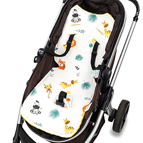 Colchoneta silla paseo universal 75 x 35 cm - Cohete carrito bebe transpirable colchoneta trona colchoneta carro bebe universal Minky Amarillo Safari