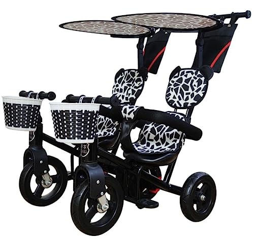 Jixi Silla de Paseo Cochecito Cochecito Doble Triciclo Bicicleta de bebé Doble Bicicleta Cinco Modos Gratis con 3 Puntos Protección de Seguridad Carro de bebé (Color : A)