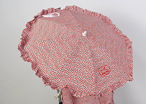 Sombrilla para silla de paseo + flexo universal. Parasol flor roja